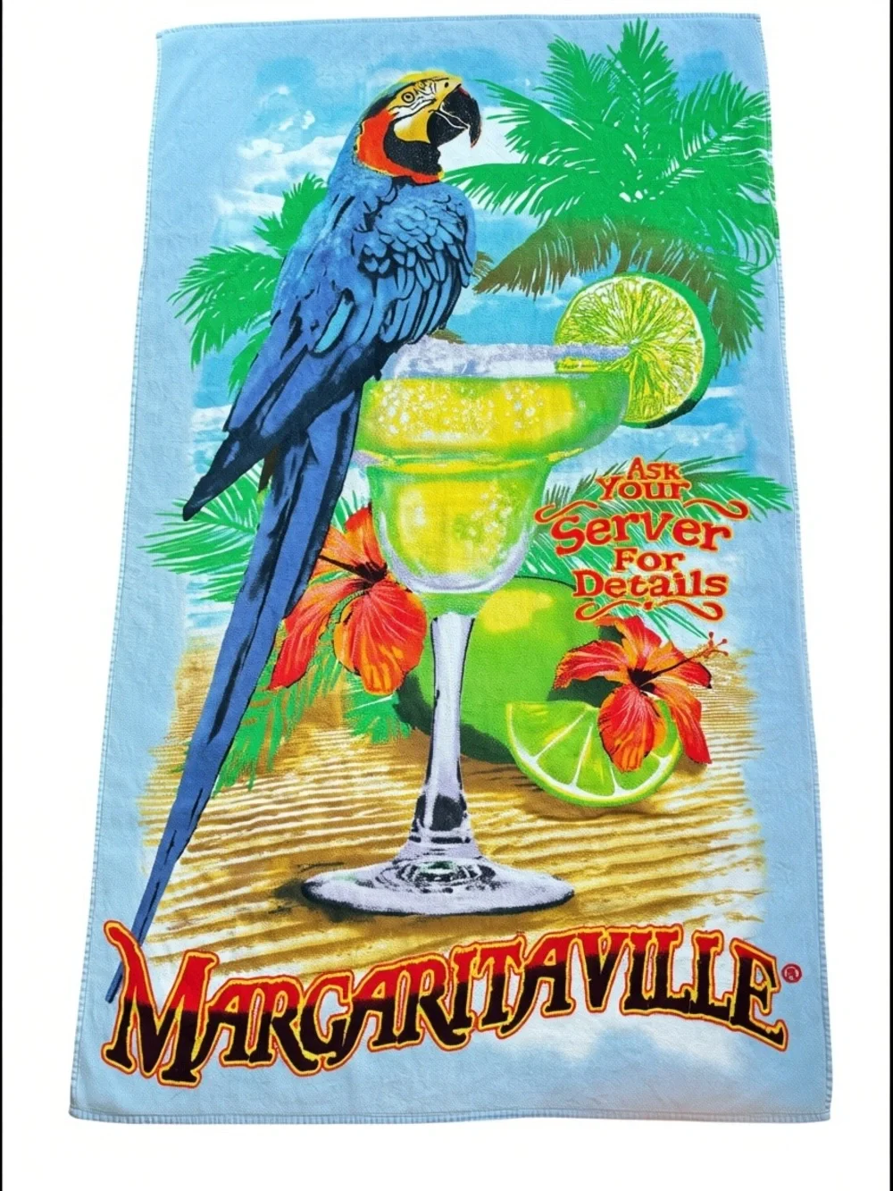 TWO! Set of Margaritaville Tropical Parrot Beach Towels 100% Cotton 67” x 40”